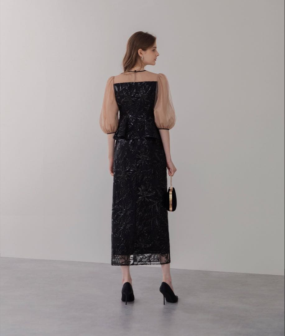 Leja スパンコール花柄 ドレス Mサイズ