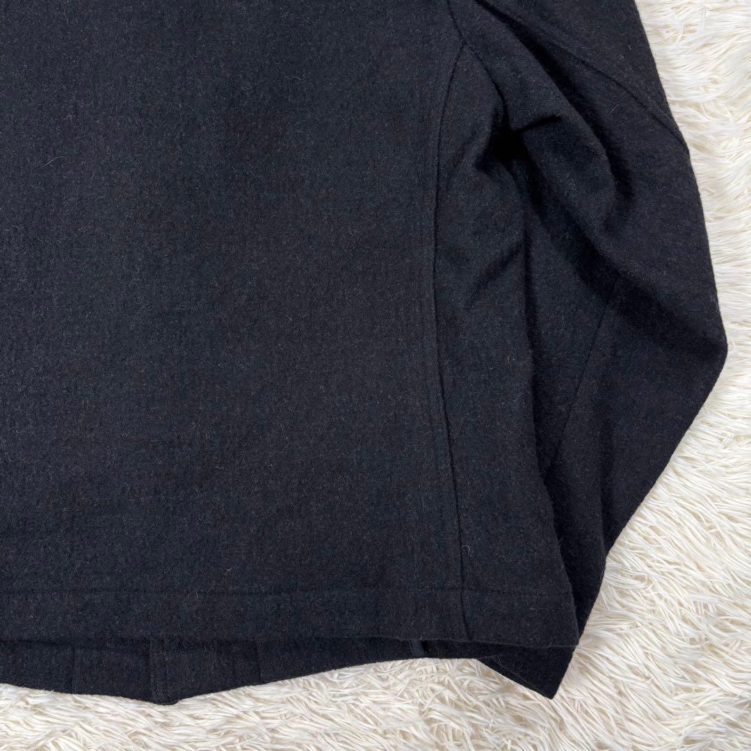 45RPM ウールジャケット 襟レザー 異素材切り替え ブラック Lサイズ