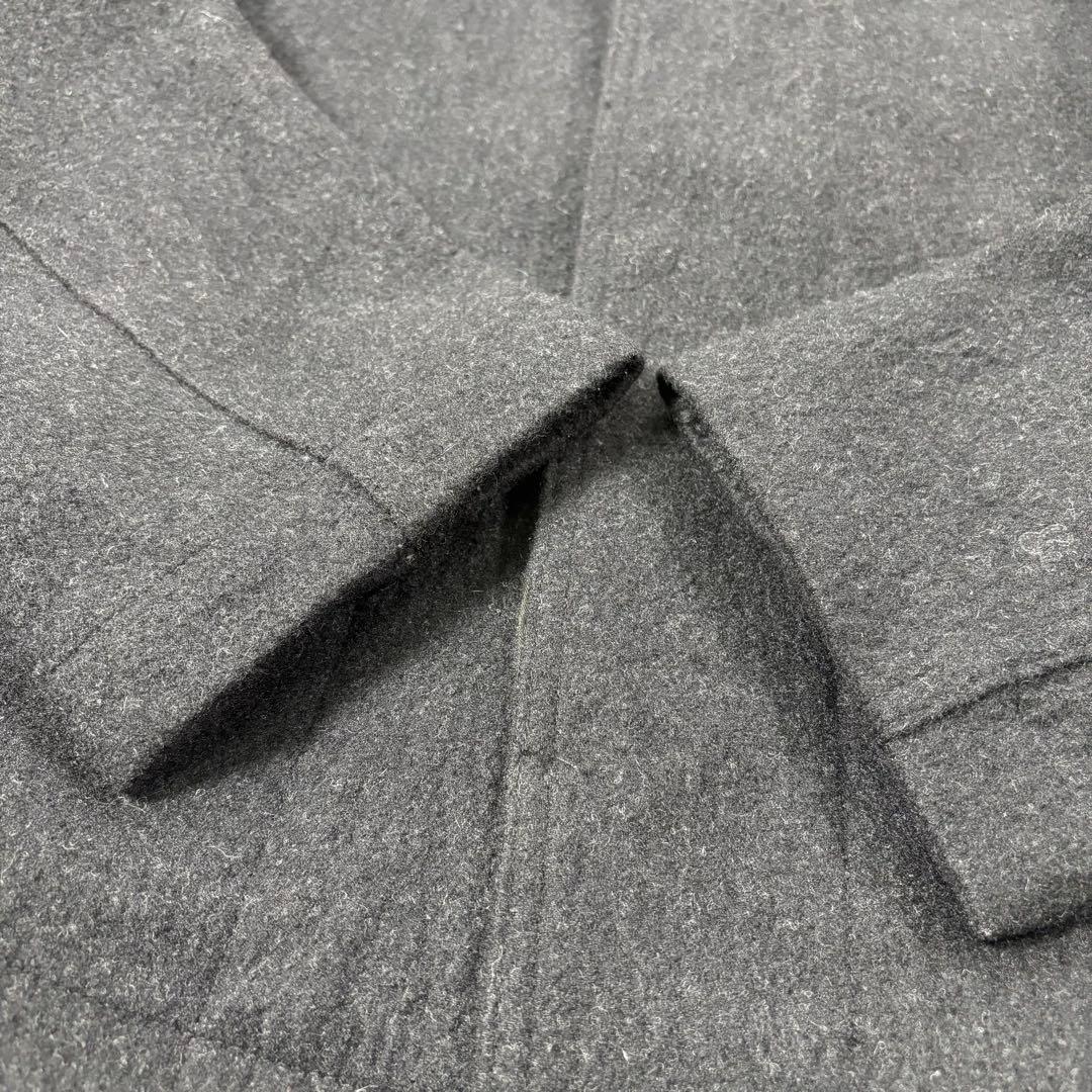 45RPM ウールジャケット 襟レザー 異素材切り替え ブラック Lサイズ