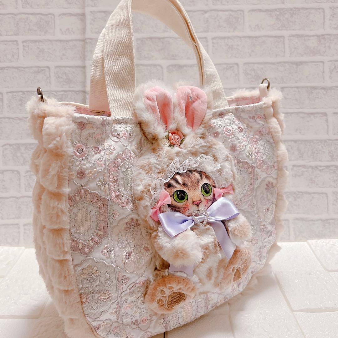 ニ*タ様 コヤンイサムチョン サンダーちゃん ふわふわ猫型ポケット付トートバッグ
