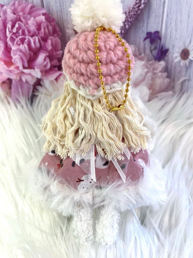 カレンさん専用　クマ耳クマさん柄　ドールチャーム　ハンドメイド　カントリードール