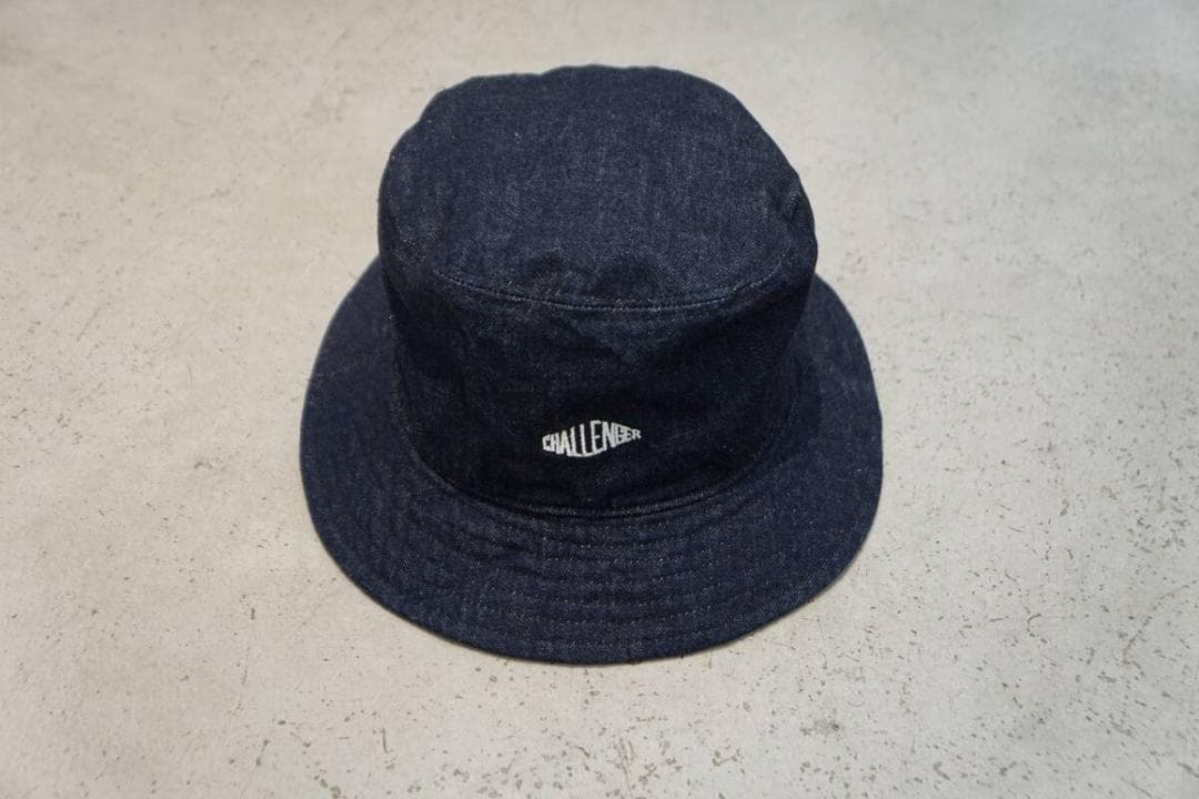 美品 challenger デニム バケット ハット 帽子 紺 901P▲