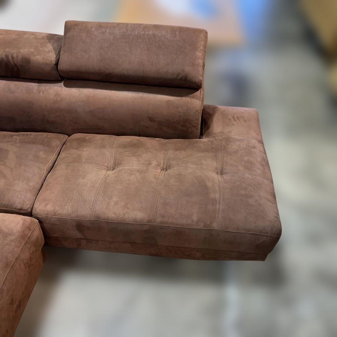 【ファブリックレザー】◇カウチソファ◆大型◇整備品◆可動ヘッドレスト◇極美品◆