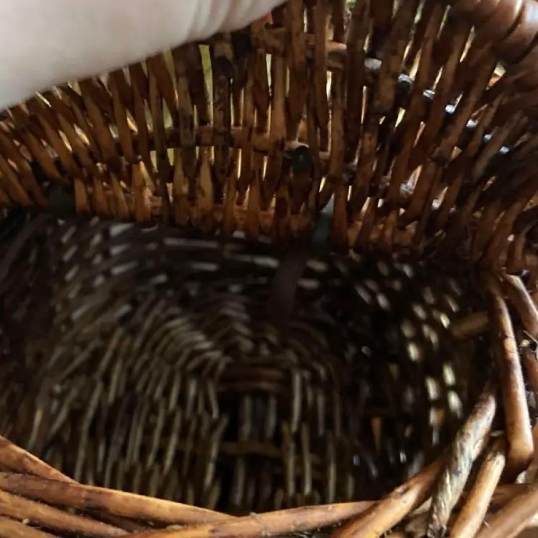 フランスアンティークミニパニエ　ローズ布花付き　ドール用パニエ　ミニバスケット