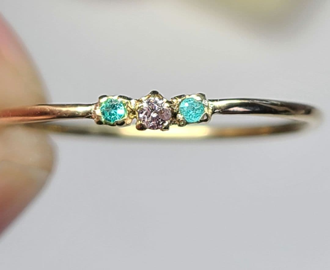 限定1本★アーガイルピンクダイヤモンドバターリャパライバトルマリン18金リング★