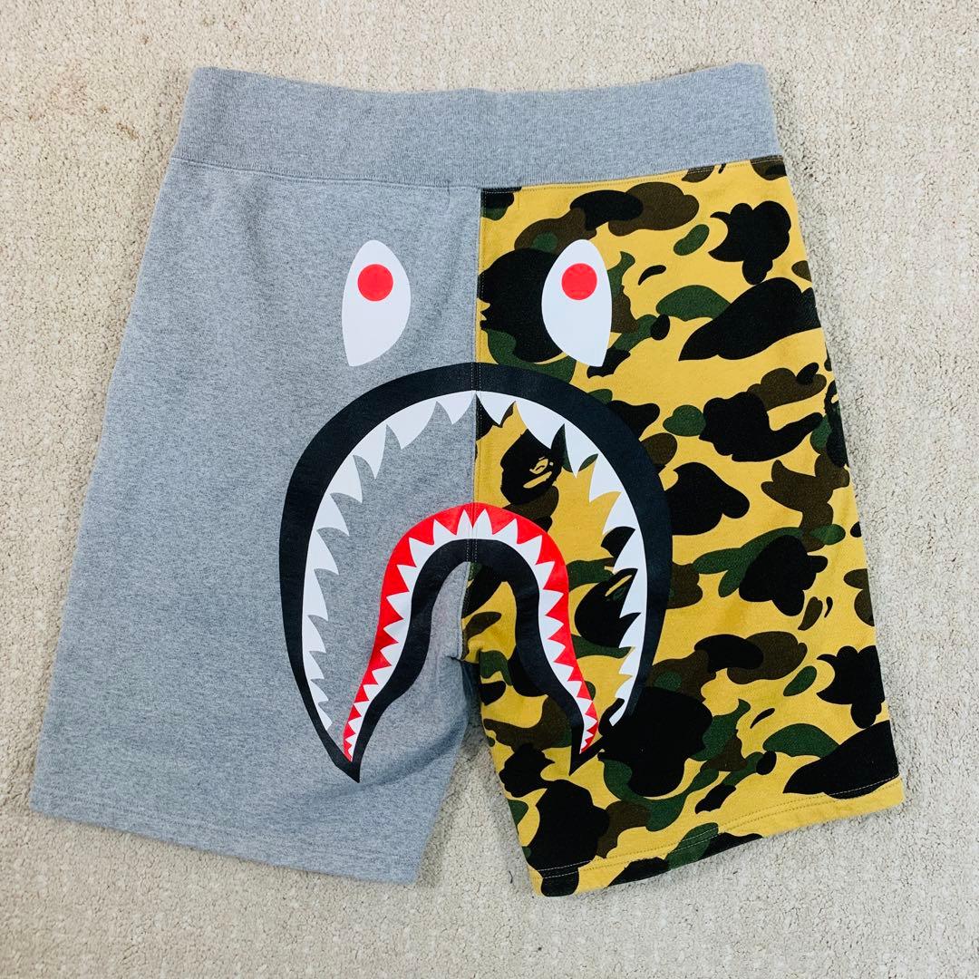 A BATHING APE ハーフパンツ　シャーク　迷彩　グレー　XL