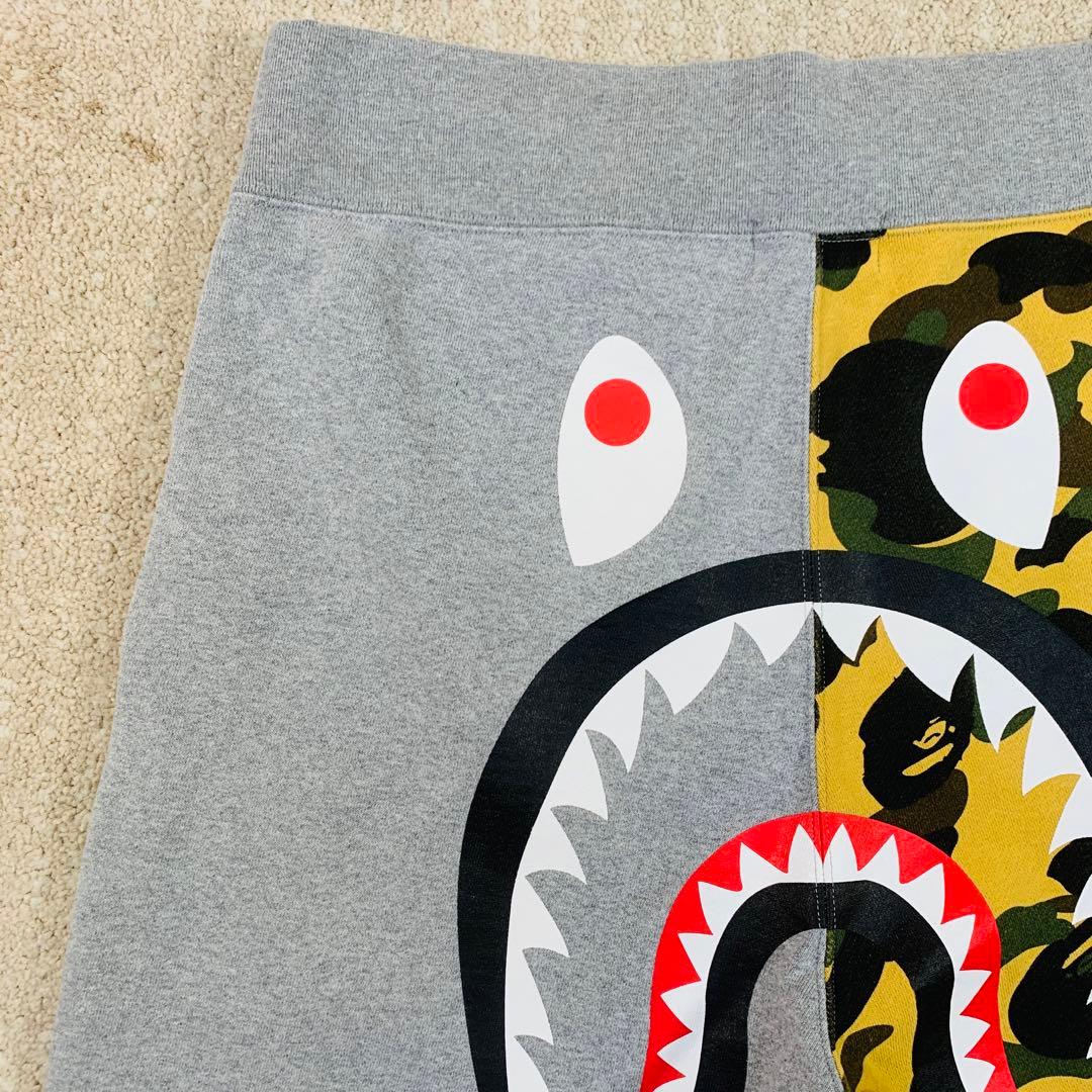 A BATHING APE ハーフパンツ　シャーク　迷彩　グレー　XL