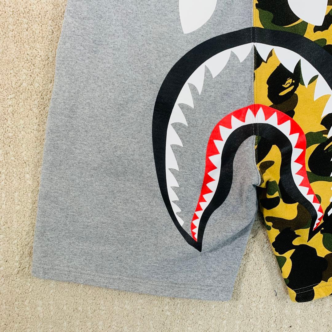 A BATHING APE ハーフパンツ　シャーク　迷彩　グレー　XL
