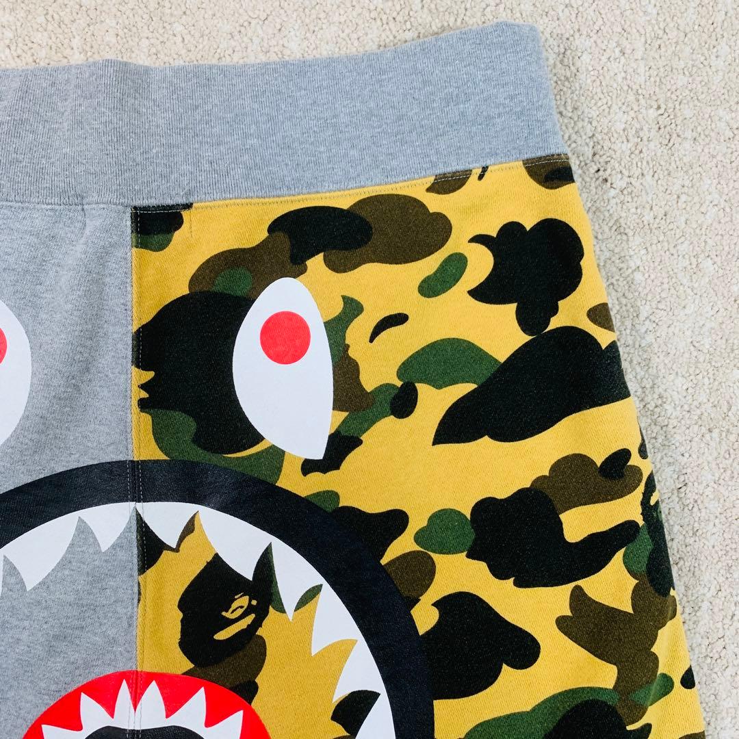 A BATHING APE ハーフパンツ　シャーク　迷彩　グレー　XL