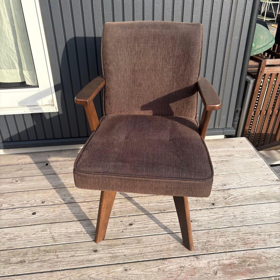 ②北欧レトロ 山善 回転式 天然木製椅子 アームチェア ダイニングチェア コタツ