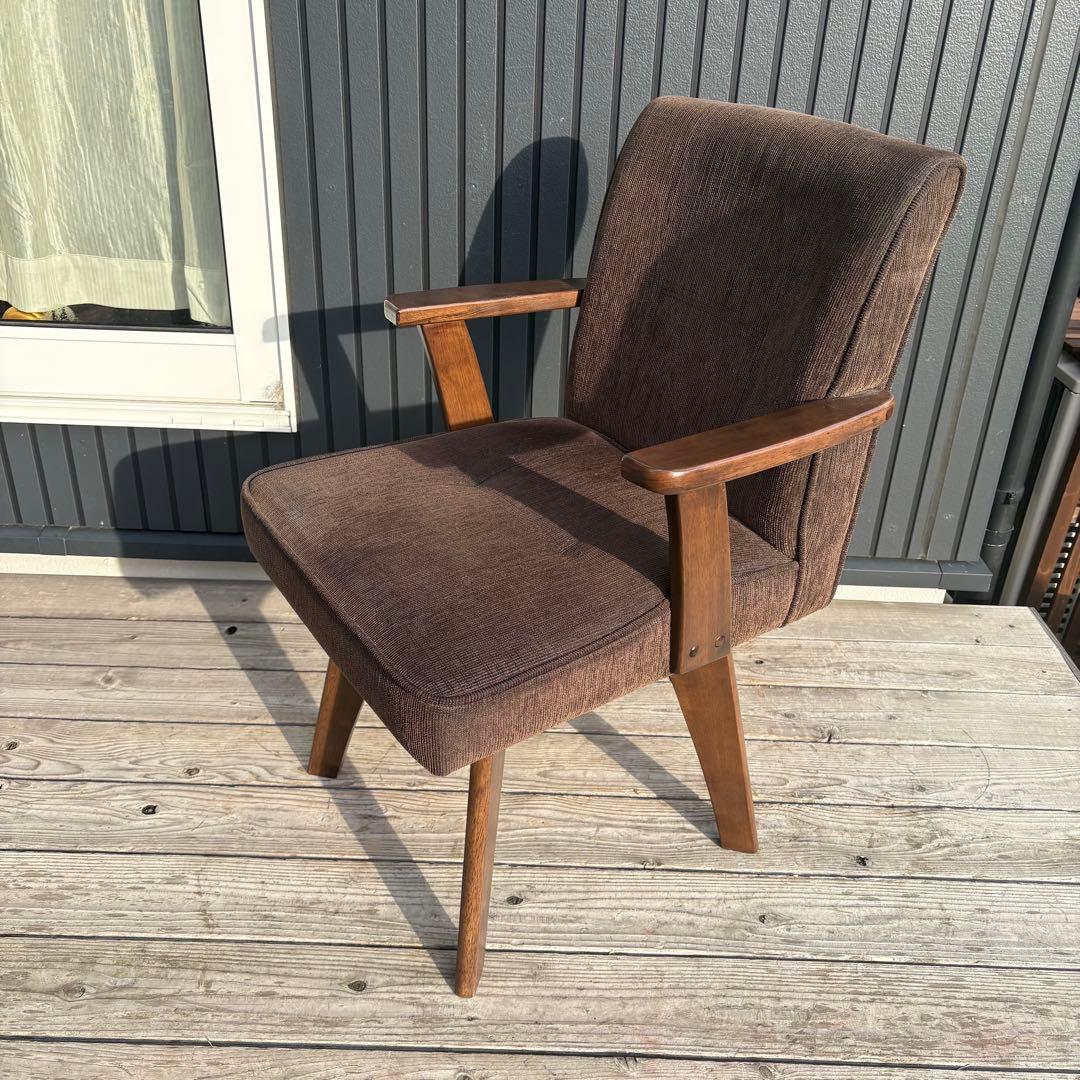 ②北欧レトロ 山善 回転式 天然木製椅子 アームチェア ダイニングチェア コタツ