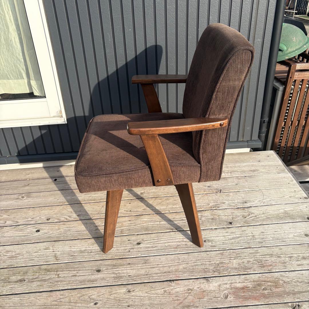 ②北欧レトロ 山善 回転式 天然木製椅子 アームチェア ダイニングチェア コタツ