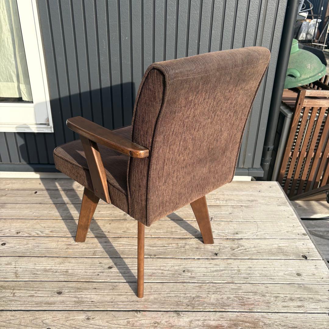 ②北欧レトロ 山善 回転式 天然木製椅子 アームチェア ダイニングチェア コタツ