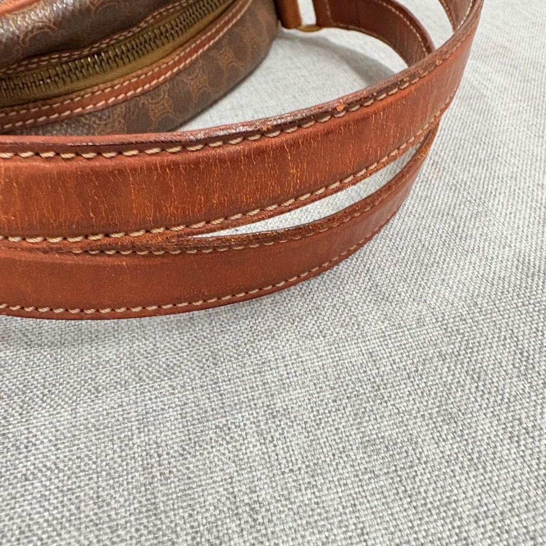 美品CELINE セリーヌ マカダム トリオンフ ハンドバッグ ブラウン PVC