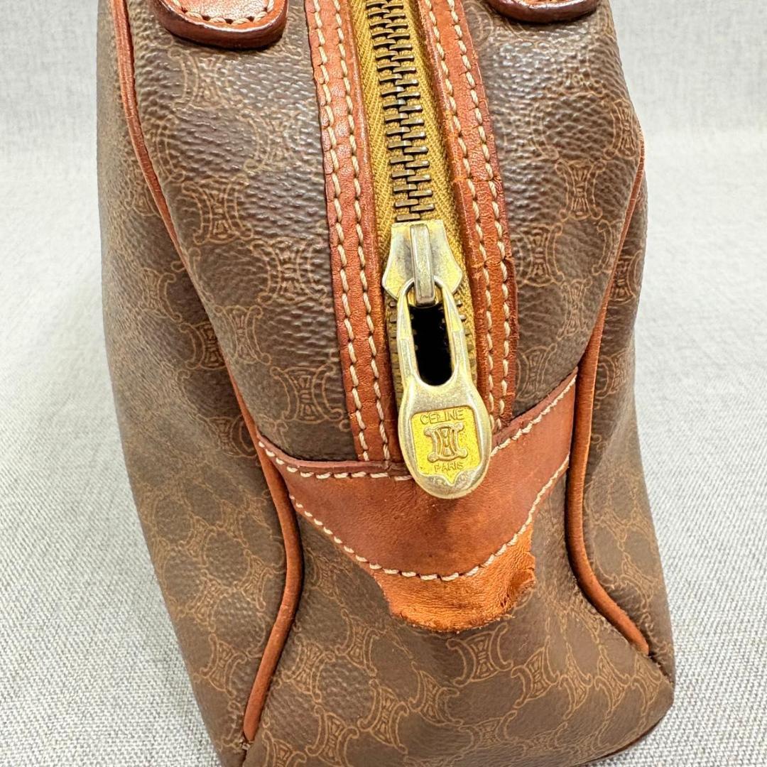 美品CELINE セリーヌ マカダム トリオンフ ハンドバッグ ブラウン PVC