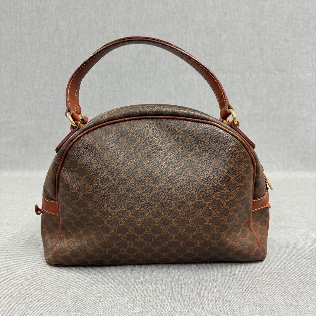 美品CELINE セリーヌ マカダム トリオンフ ハンドバッグ ブラウン PVC