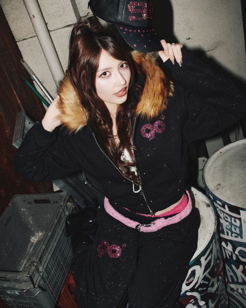 9090 girl 90 Logo Glitter セットアップ ブラック M