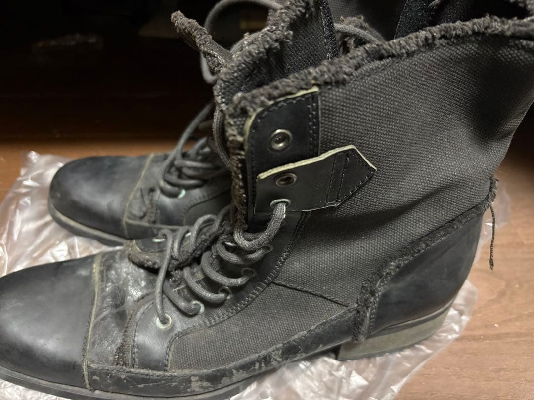 靴 archive vintage Leather denim boots