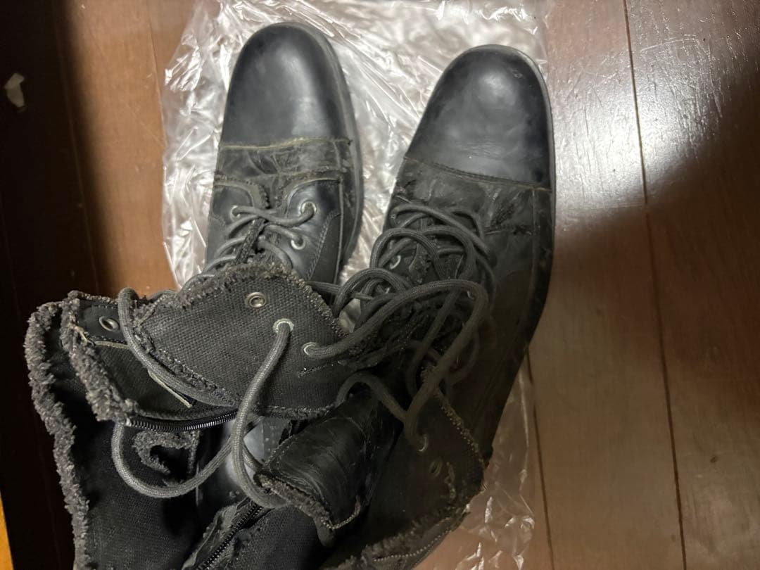 靴 archive vintage Leather denim boots