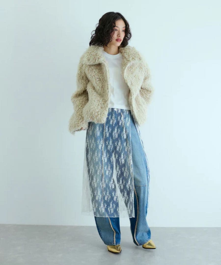 【新品未使用】アダムエロペ レースコンビロンT オフホワイト