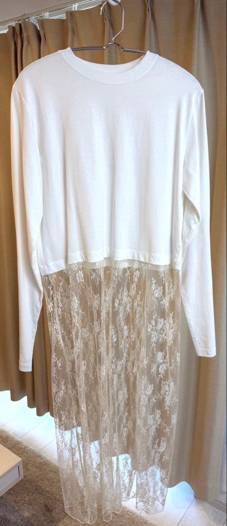 【新品未使用】アダムエロペ レースコンビロンT オフホワイト