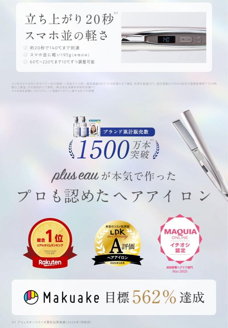 プリュスオー Plus eau ケアレクト ストレート スムースアイロン