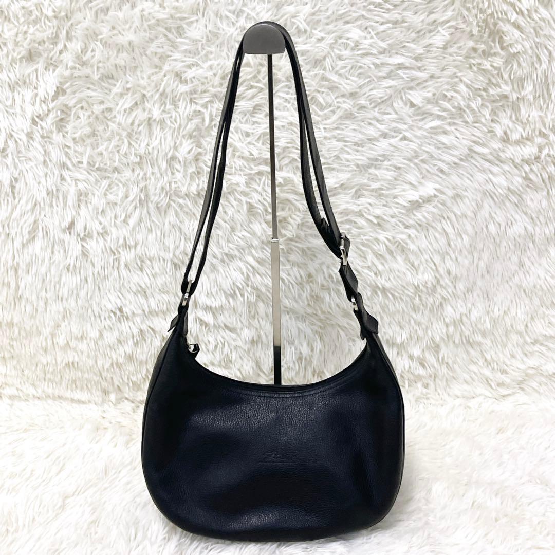 極美品 Longchamp ロンシャン ワンショルダー オールレザー 三日月