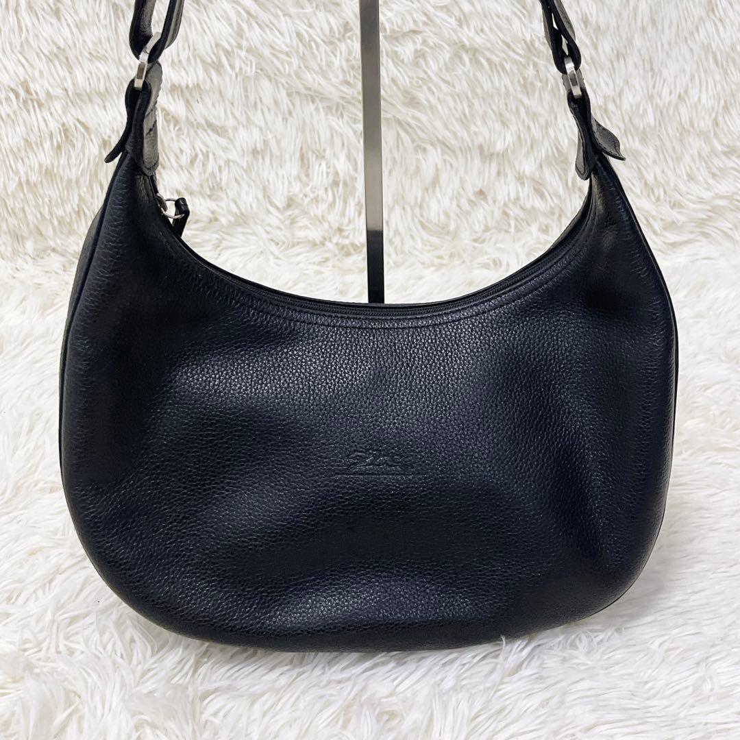 極美品 Longchamp ロンシャン ワンショルダー オールレザー 三日月
