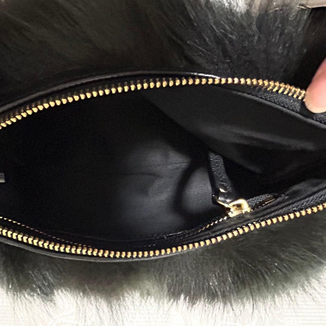 【美品】VIOLAd'ORO フォックスファー　レザー　ボディバッグ　グレー系