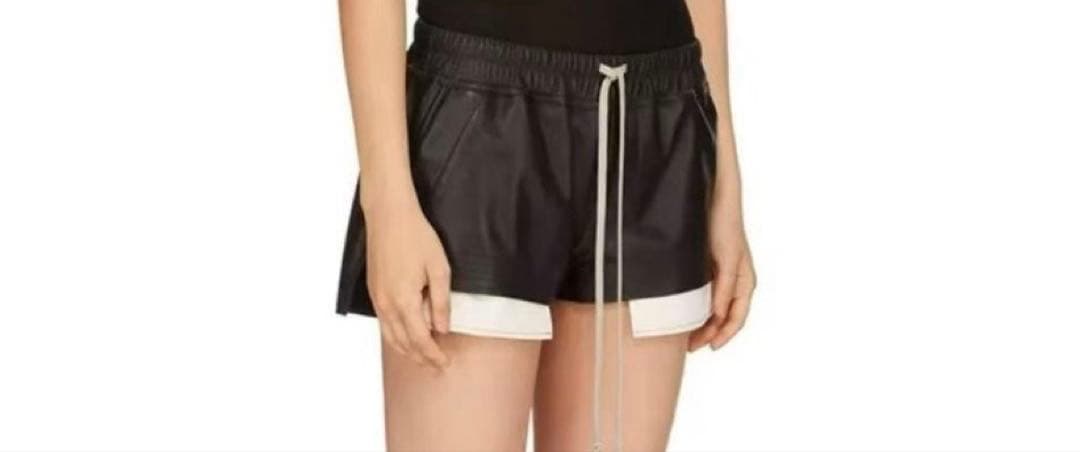 Rick Owens 合成皮革 ハーフパンツ 黒とベージュ