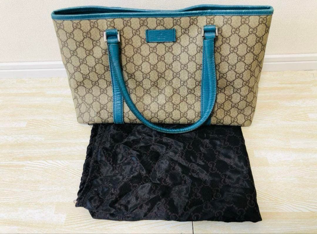 Gucci ビジネスバッグ ベージュ/青 収納袋付き