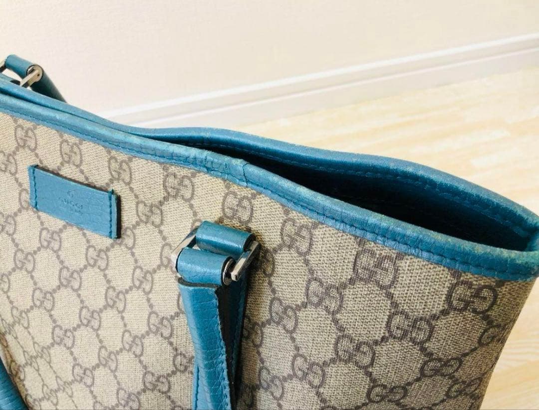 Gucci ビジネスバッグ ベージュ/青 収納袋付き