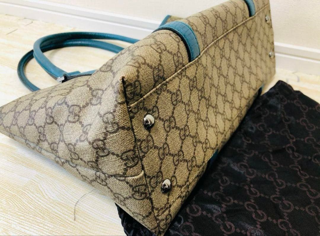 Gucci ビジネスバッグ ベージュ/青 収納袋付き