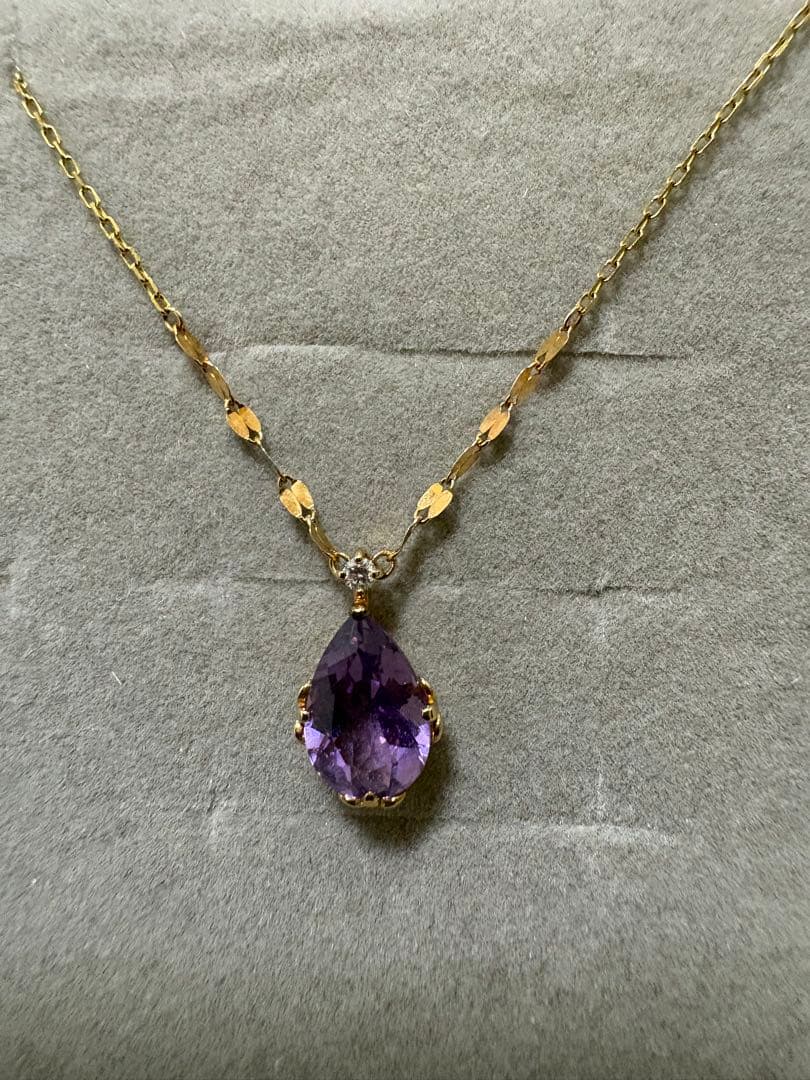 アメシストk10イエローゴールドネックレス