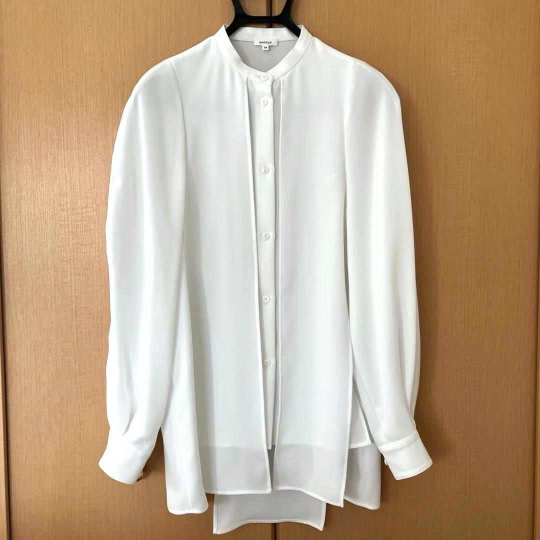 【ほぼ新品】ENFOLD ランダムスリットブラウス ホワイト