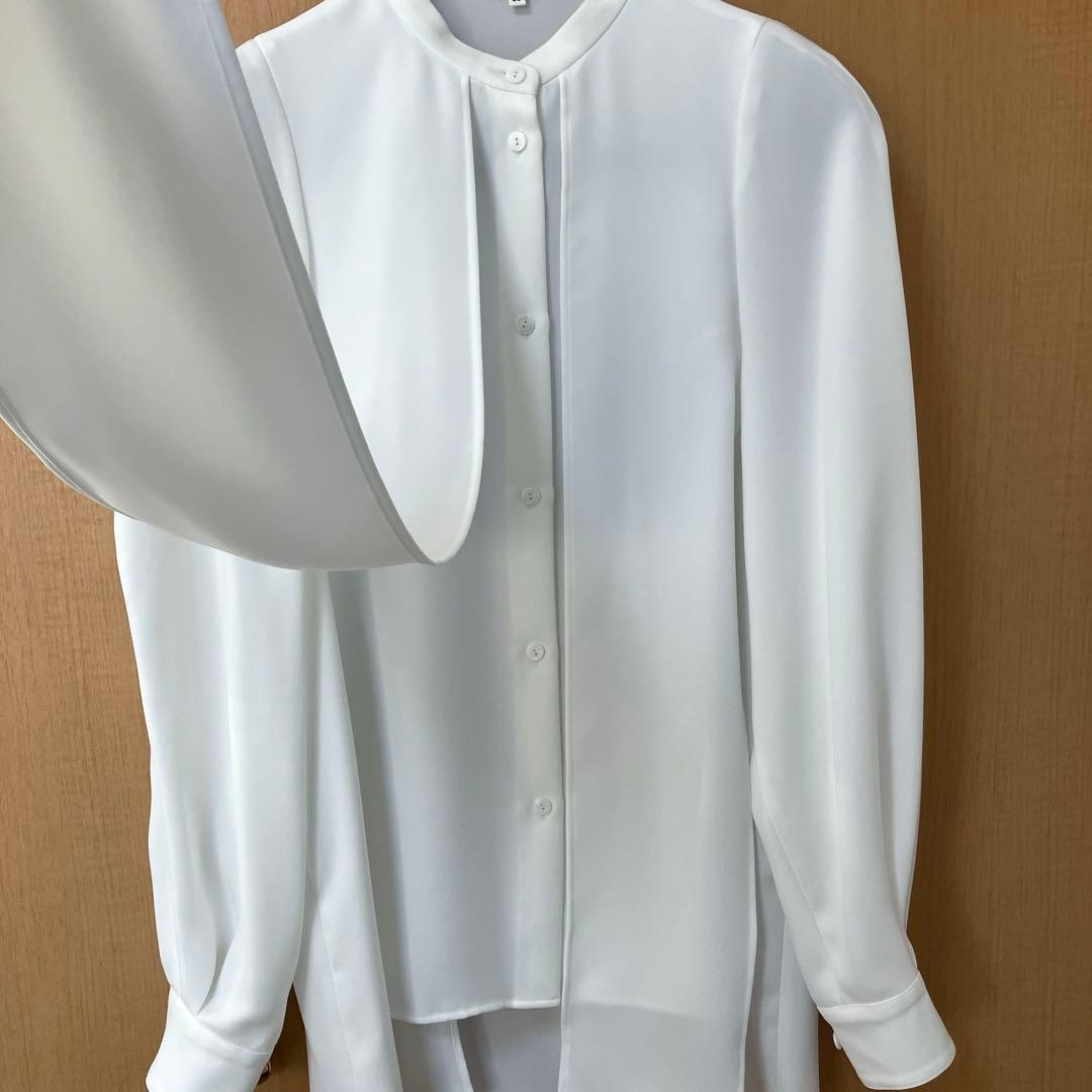 【ほぼ新品】ENFOLD ランダムスリットブラウス ホワイト