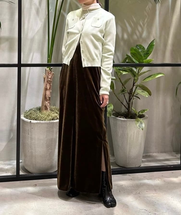 CABaN コットンカシミヤ クルーネックカーディガン ライトグリーン xs