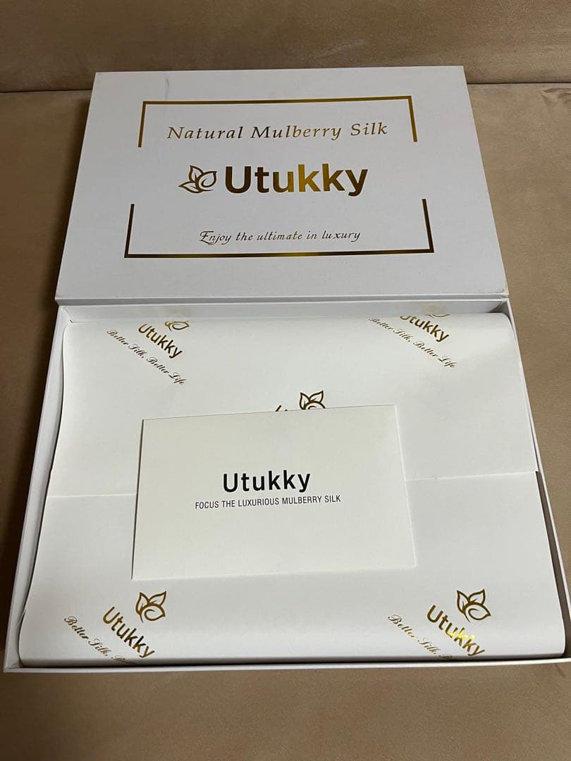 【新品】Utukky シルク100% ボックスシーツシングル シャンパン