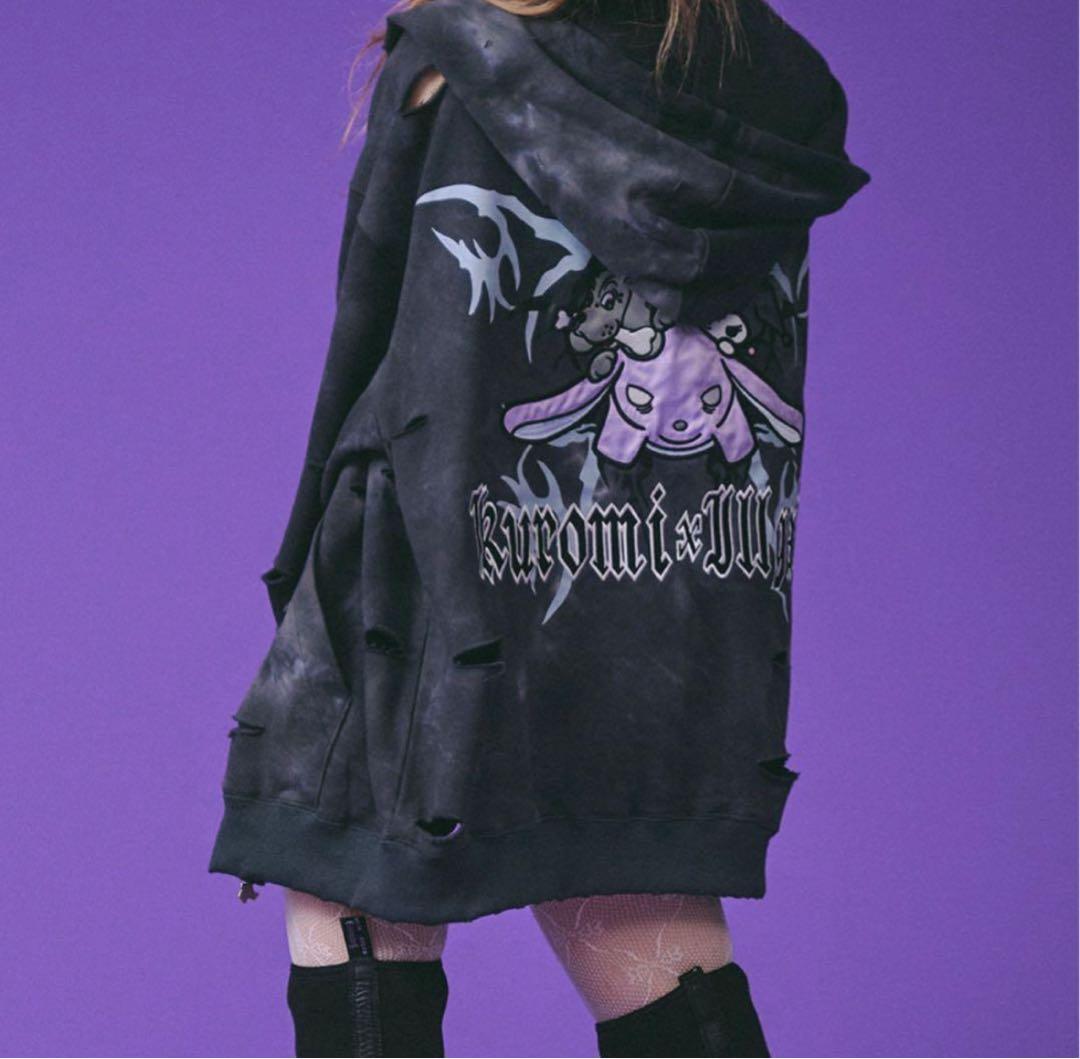 GALFY クロミ Lサイズ ブラック ダメージパーカー