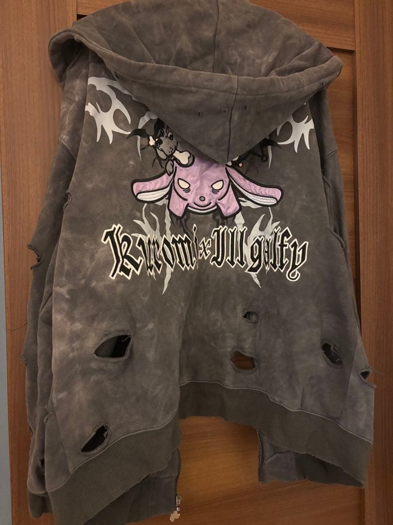GALFY クロミ Lサイズ ブラック ダメージパーカー