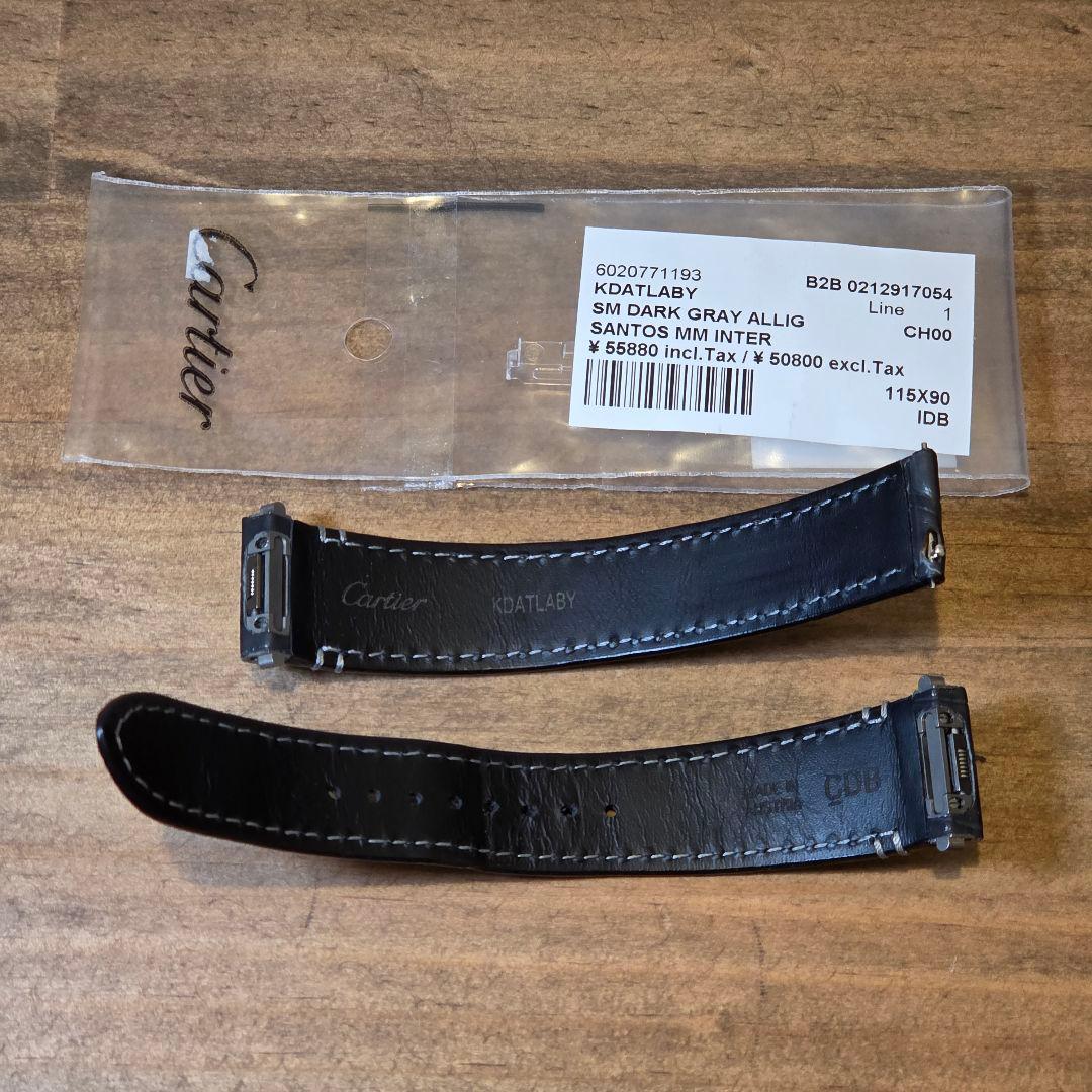 Cartier サントスドゥカルティエＭＭ レザーベルト ダークグレー