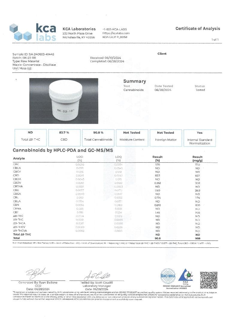 【10G】CBD ディスティレート ワックス 高純度90% CBN