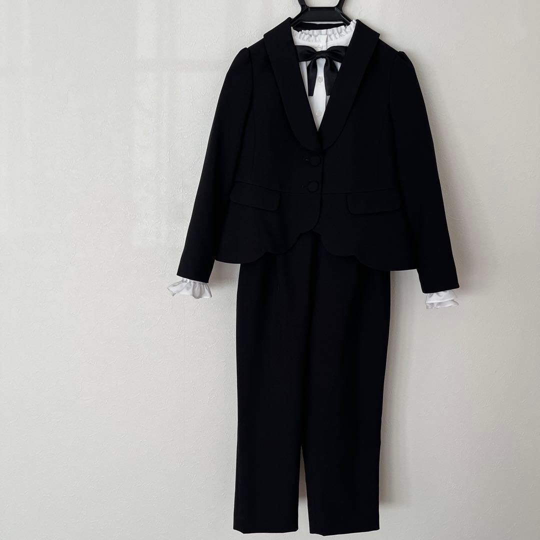 【ELLE EN NOIR】卒園・入学式用子供パンツスーツ黒3点セット女子130