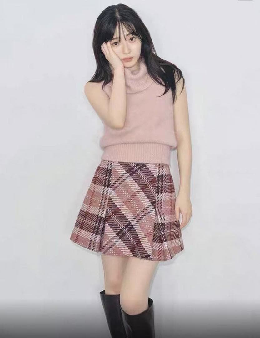 SNIDEL ロービングチェックミニスカート 244086