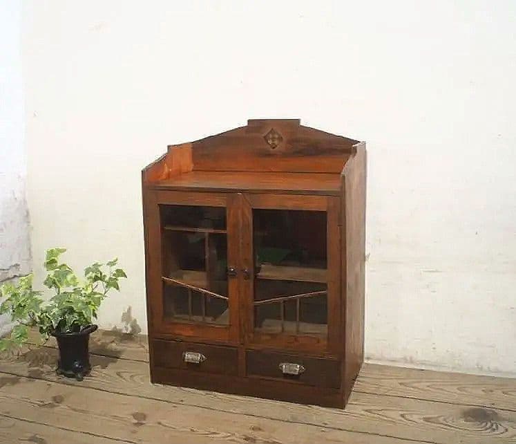 1003 アンティーク　象嵌細工のガラスケース　飾り棚　レトロ　古家具　大正浪漫