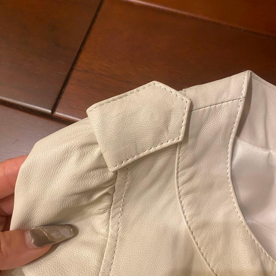 ［希少］【Gabriel】羊革シングルライダース 白 オフホワイト