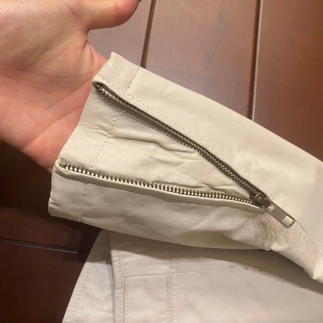 ［希少］【Gabriel】羊革シングルライダース 白 オフホワイト