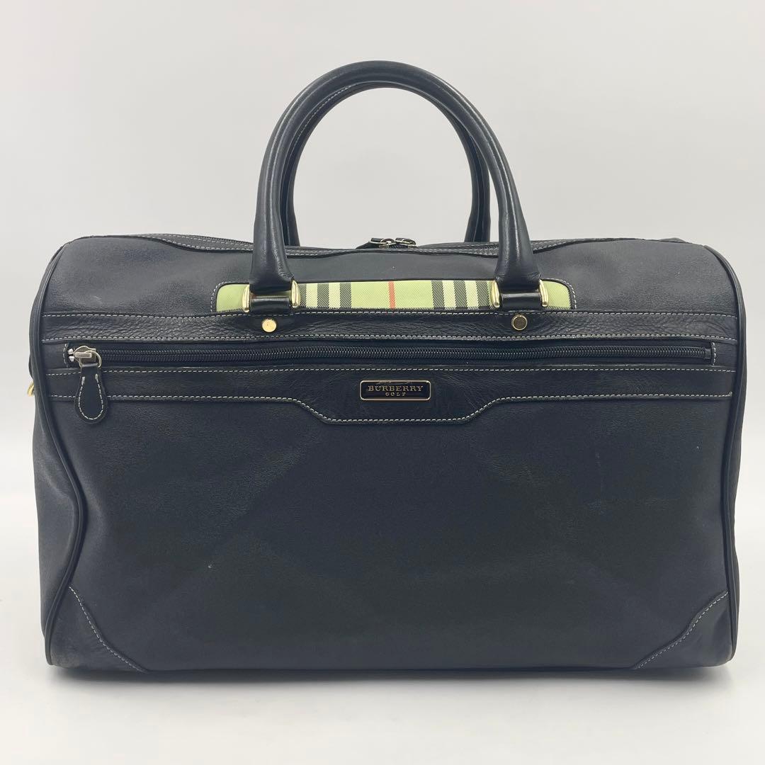 バーバリーゴルフ ボストンバッグ ノバチェック 2way 大容量 ブラック