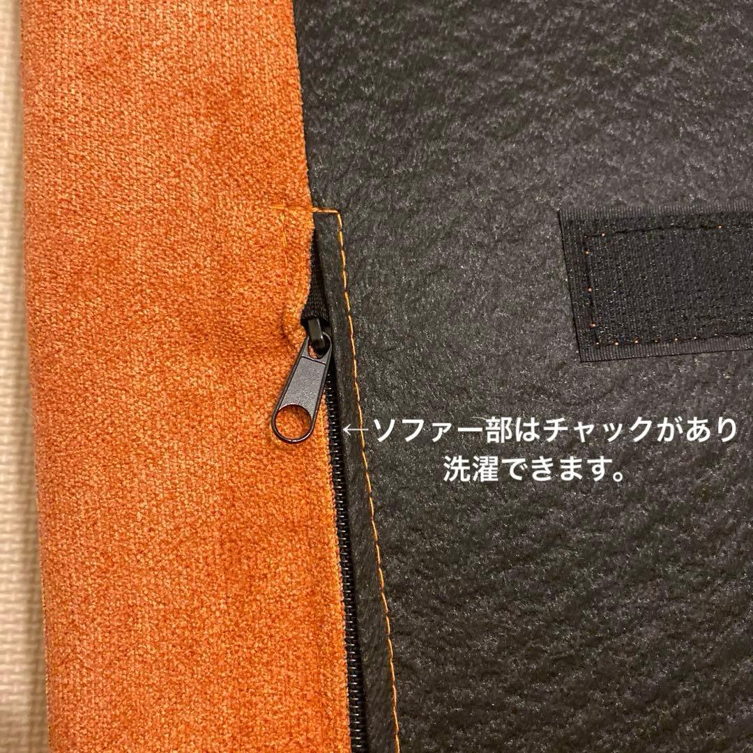 ほぼ新品　1人掛けソファー　大きめソファー　ローソファ　背もたれ木製　お洒落