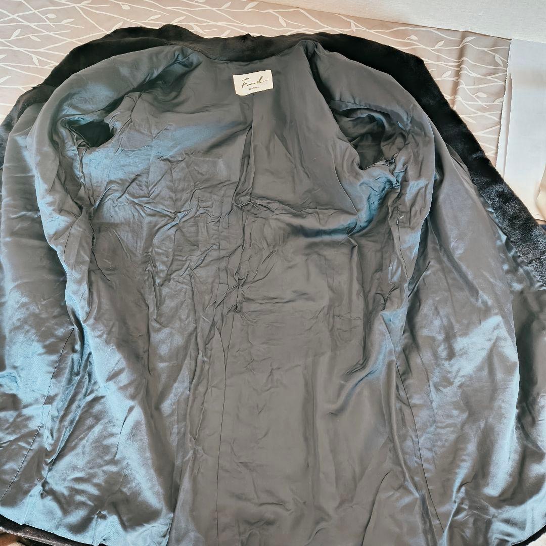 fond ブラック シェアードミンク デザインコート 9〜11号 総柄